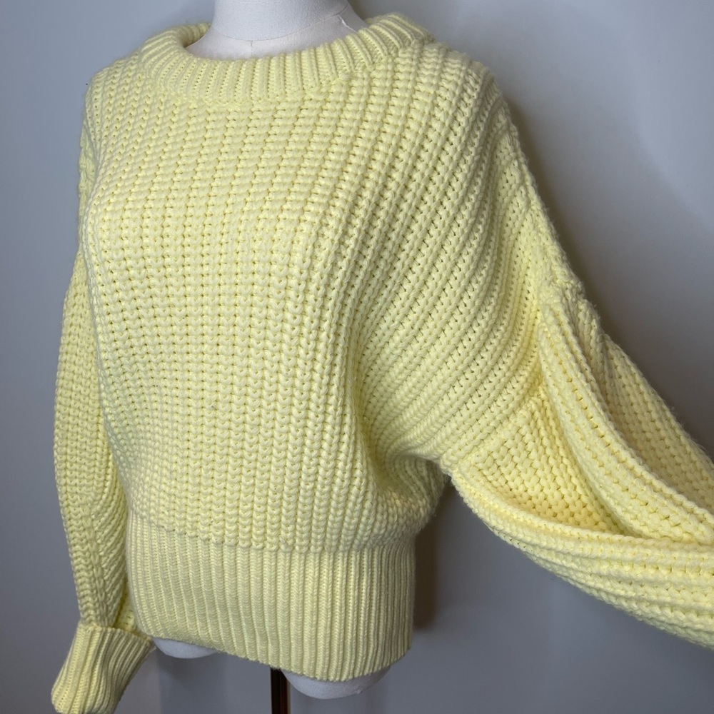 Zara Light Yellow Knit Women's Chunky Sweater Spring Easter